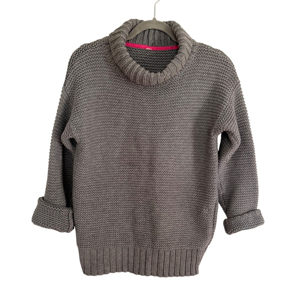 Lululemon Karma Kurmasana Cowl Neck Sweater Grey Side Zip Chunky Knit Pullover